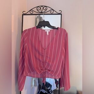 Pink and white striped cropped top